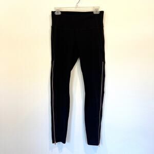 Athleta Side Zip Leggings Black with Rose Gold Hardware Women's M